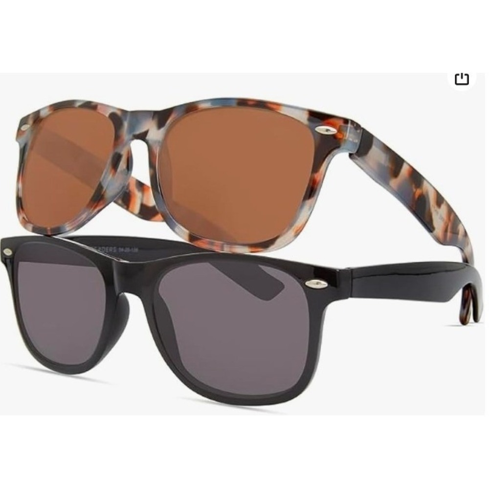 M+‎ Adult Sunglass Readers 2 Pack +2.75 Bifocal Black Tortoise UV Protection